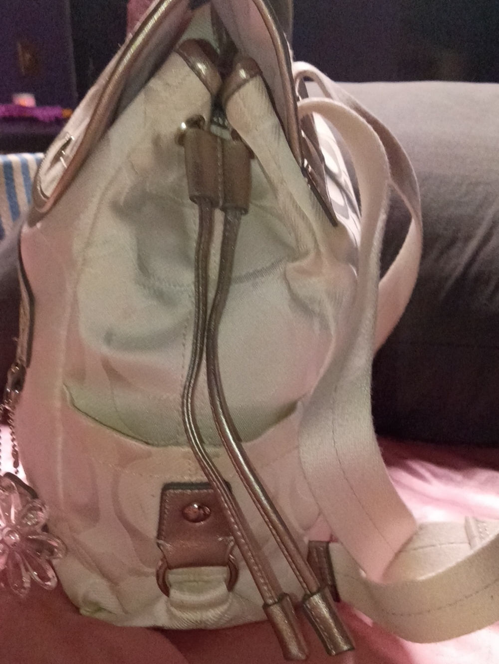 Coach White Signature Jacquard Small Backpack - Picture 6 of 9